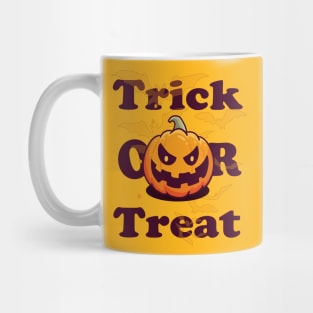 Funny Halloween Gift Trick or treat with scary pumpkin face for men and women Mug